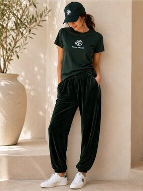 Tory Sport Black Velvet Joggers